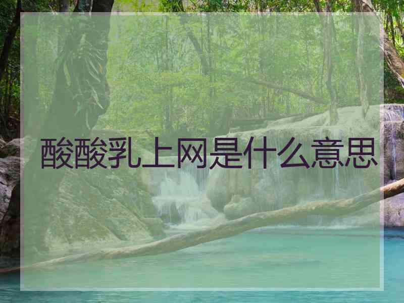 酸酸乳上网是什么意思 酸酸乳上网是什么意思