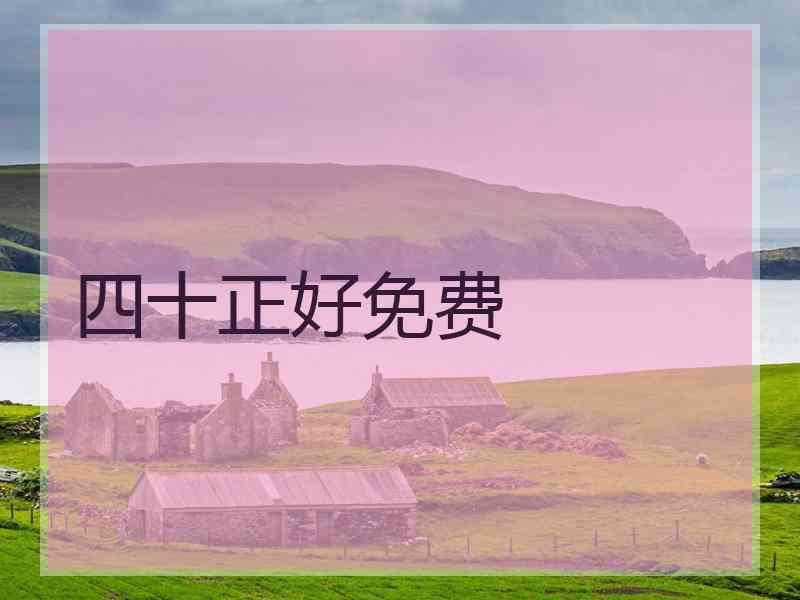 四十正好免费 四十正好免费