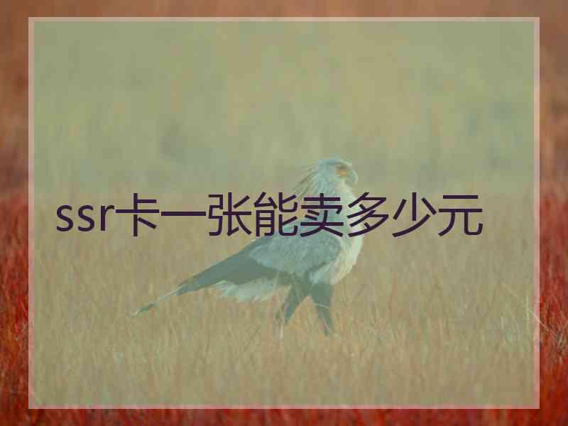 ssr卡一张能卖多少元 ssr卡一张能卖多少元