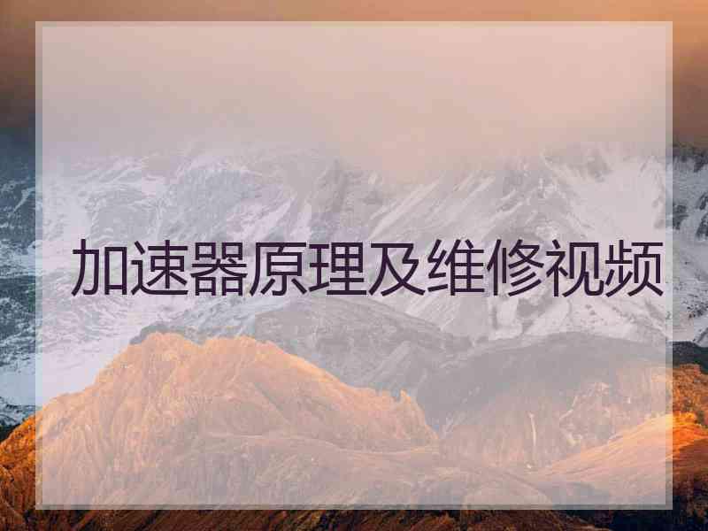 加速器原理及维修视频 加速器原理及维修视频