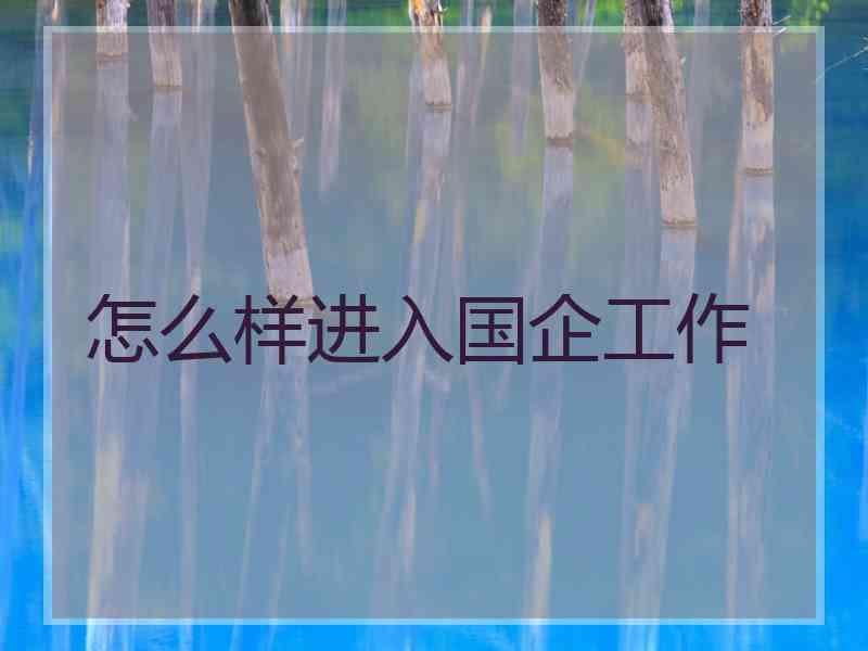 怎么样进入国企工作 怎么样进入国企工作