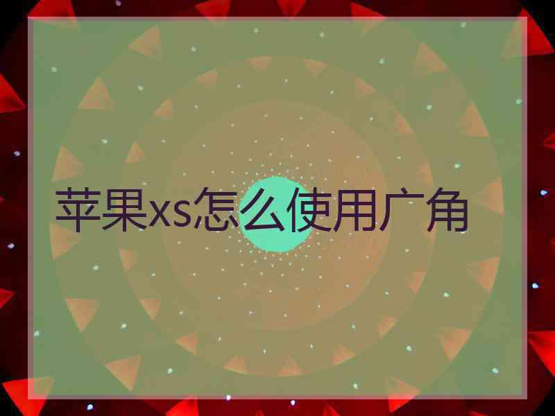 苹果xs怎么使用广角 苹果xs怎么使用广角
