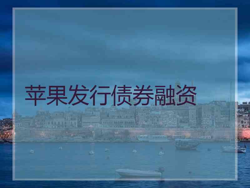 苹果发行债券融资 苹果发行债券融资