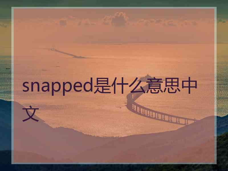 snapped是什么意思中文 snapped是什么意思中文