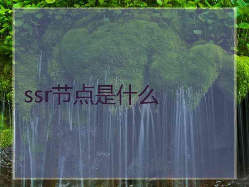 ssr节点是什么 ssr节点是什么