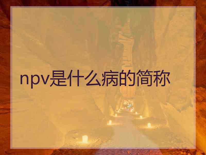 npv是什么病的简称 npv是什么病的简称