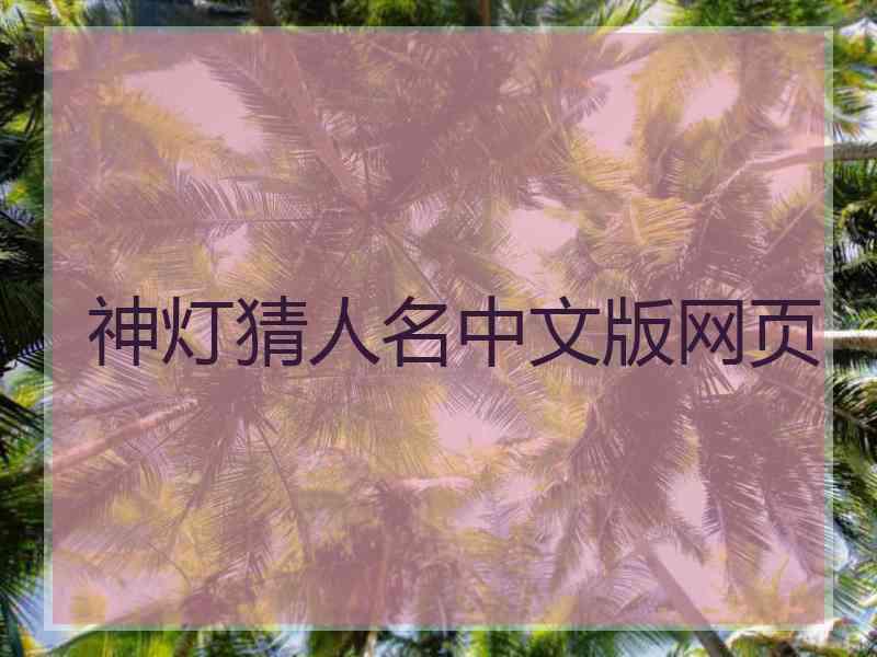 神灯猜人名中文版网页 神灯猜人名中文版网页