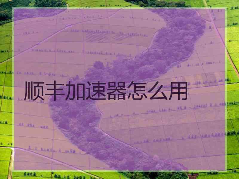 顺丰加速器怎么用 顺丰加速器怎么用