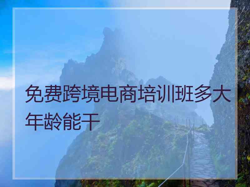 免费跨境电商培训班多大年龄能干 免费跨境电商培训班多大年龄能干