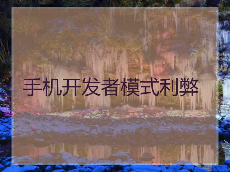 手机开发者模式利弊 手机开发者模式利弊