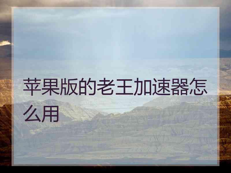 苹果版的老王加速器怎么用 苹果版的老王加速器怎么用