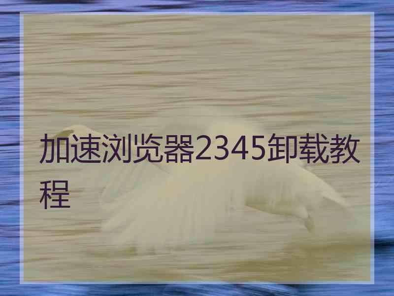 加速浏览器2345卸载教程 加速浏览器2345卸载教程