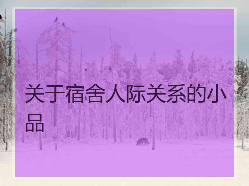 关于宿舍人际关系的小品 关于宿舍人际关系的小品