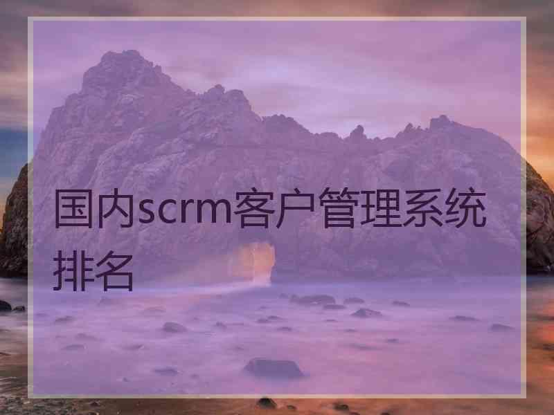 国内scrm客户管理系统排名 国内scrm客户管理系统排名