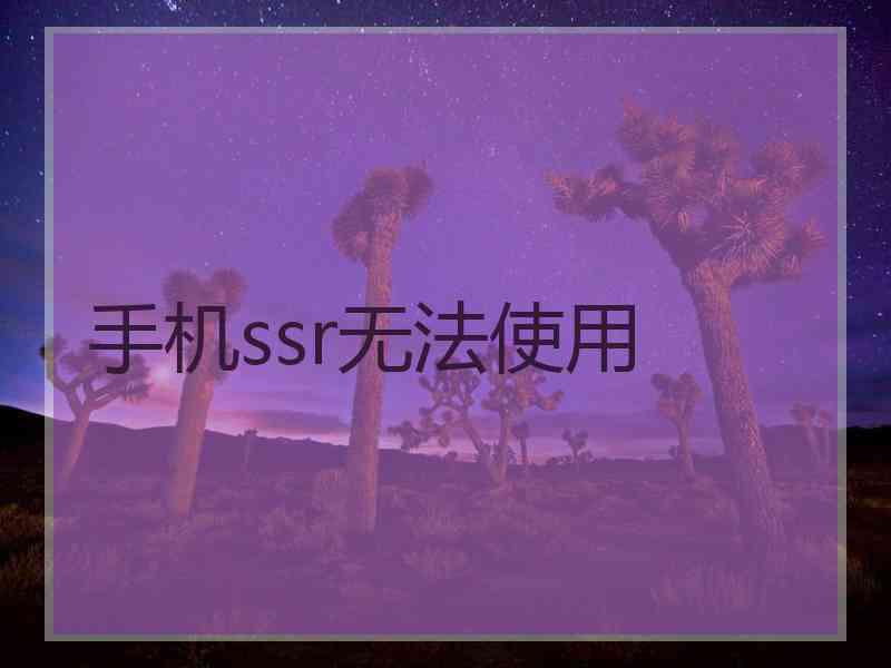 手机ssr无法使用