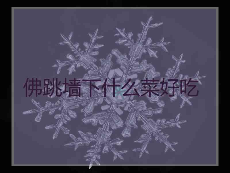 佛跳墙下什么菜好吃