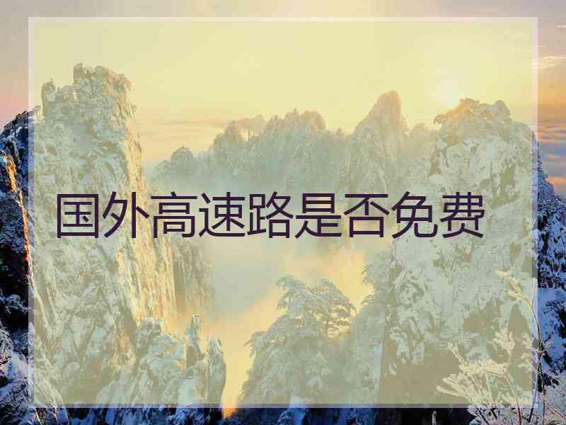 国外高速路是否免费
