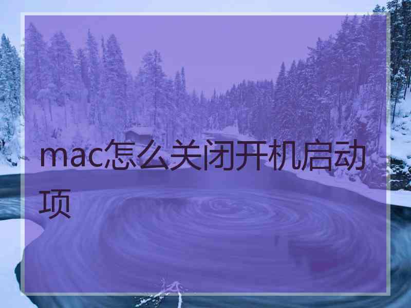 mac怎么关闭开机启动项