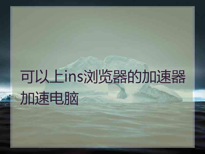 可以上ins浏览器的加速器加速电脑