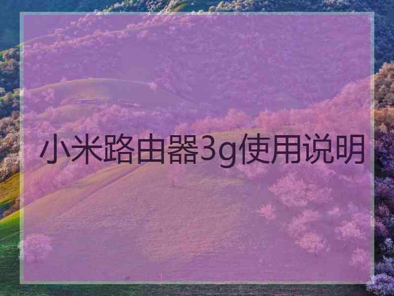 小米路由器3g使用说明
