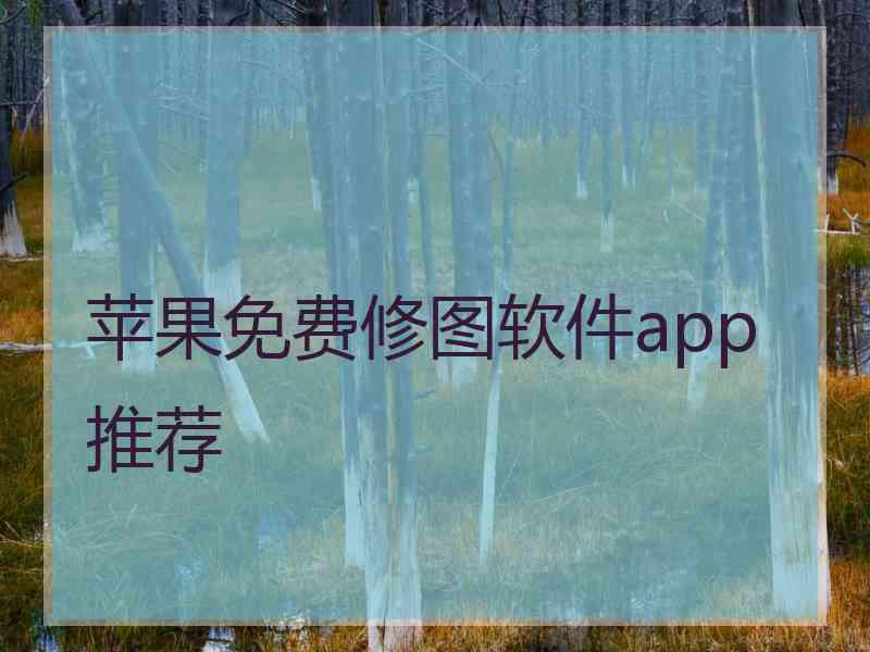 苹果免费修图软件app推荐