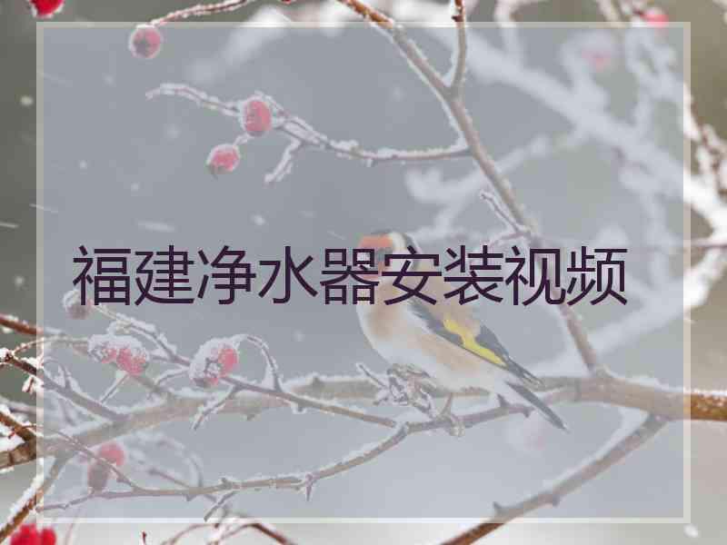 福建净水器安装视频