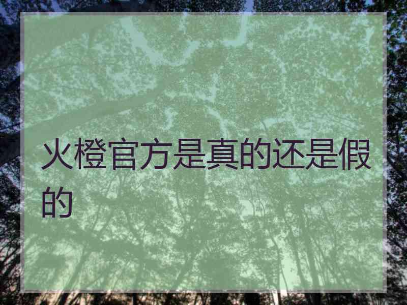 火橙官方是真的还是假的